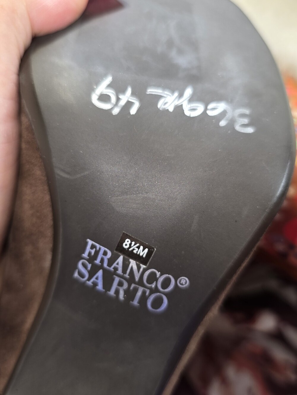 Franco Sarto Brown Suede & Snakeskin "Fallon" Mary Jane Kitten Heel Pumps - Picture 14 of 16